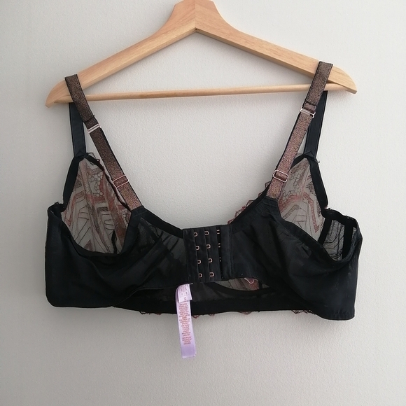 Savage X Fenty Plus Size Shining Star Unlined Demi Bra Metallic Lace Mesh 44D - Picture 3 of 16